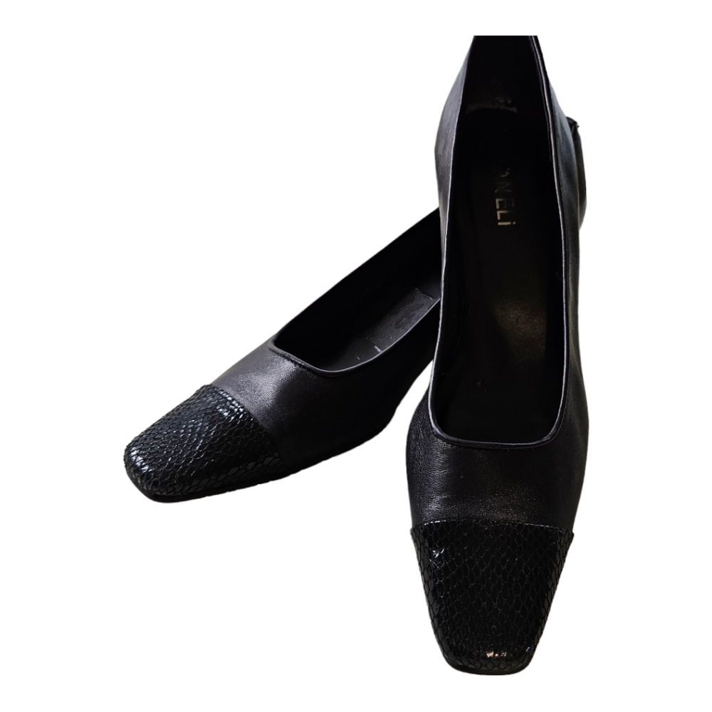 Vaneli Black Leather Pumps with a Low Heel and Snakeskin Accents size 8.5 - Picture 8 of 10